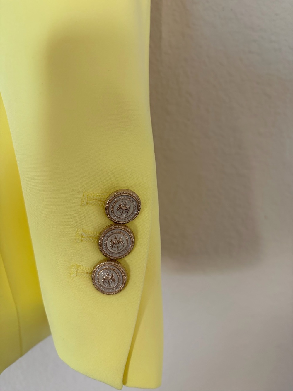 NWT Zara Double-Breasted Women's Blazer Jacket in Pale Yellow Large - Picture 6 of 8
